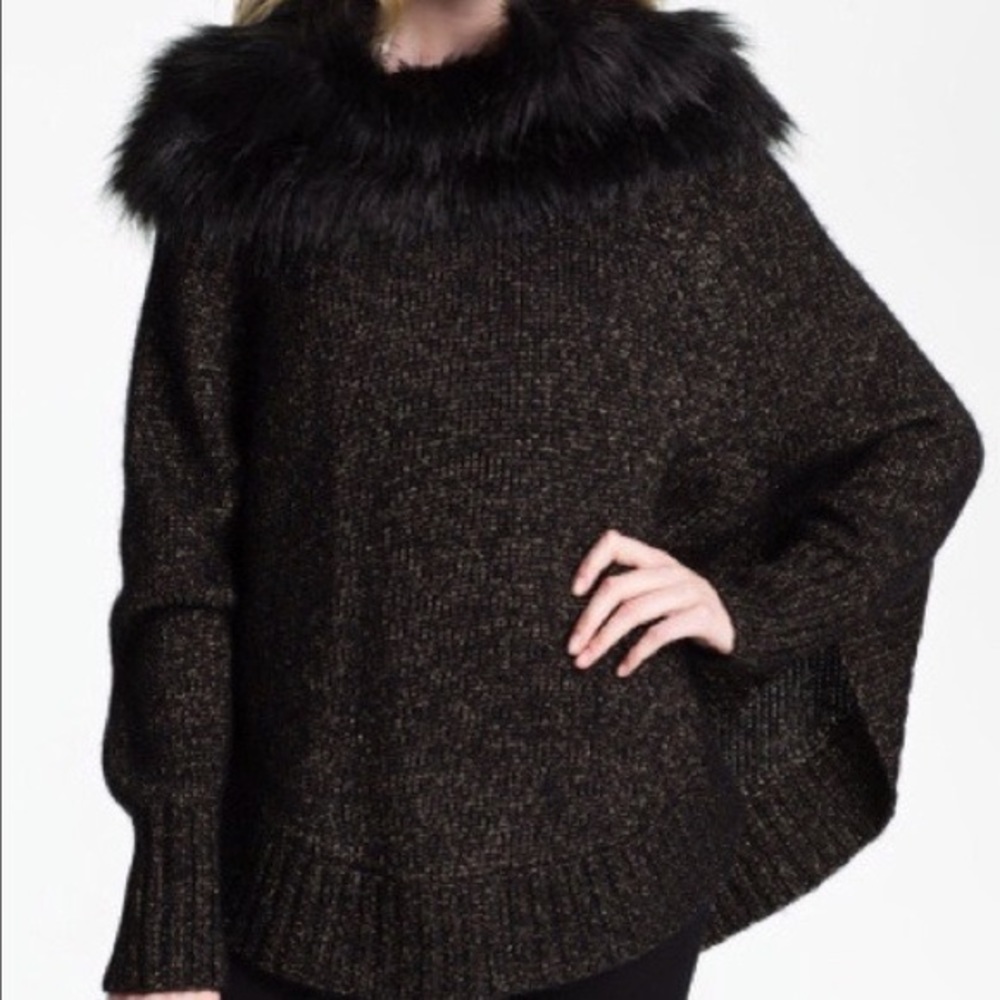 Michael kors black and gold poncho